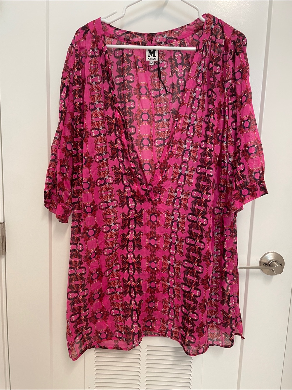 Missoni Pink and Red Floral Print Sheer Blouse